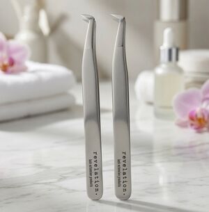 Lot of 2 Revelation High Precision Lash Extension Tweezers Stainless Steel